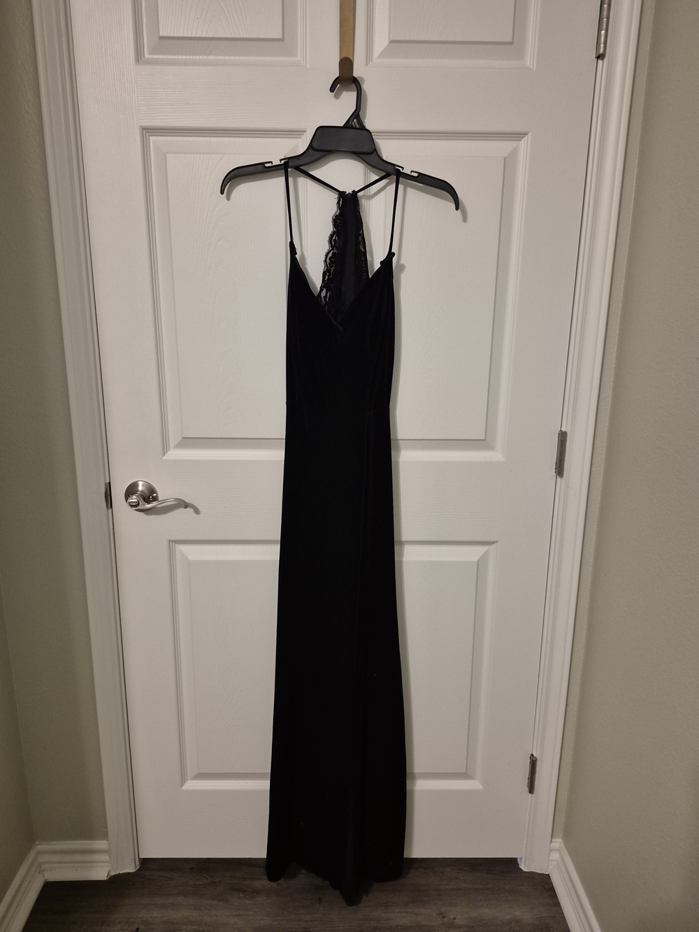 B Darlin Black Lace-Back Spaghetti Strap Evening Gown